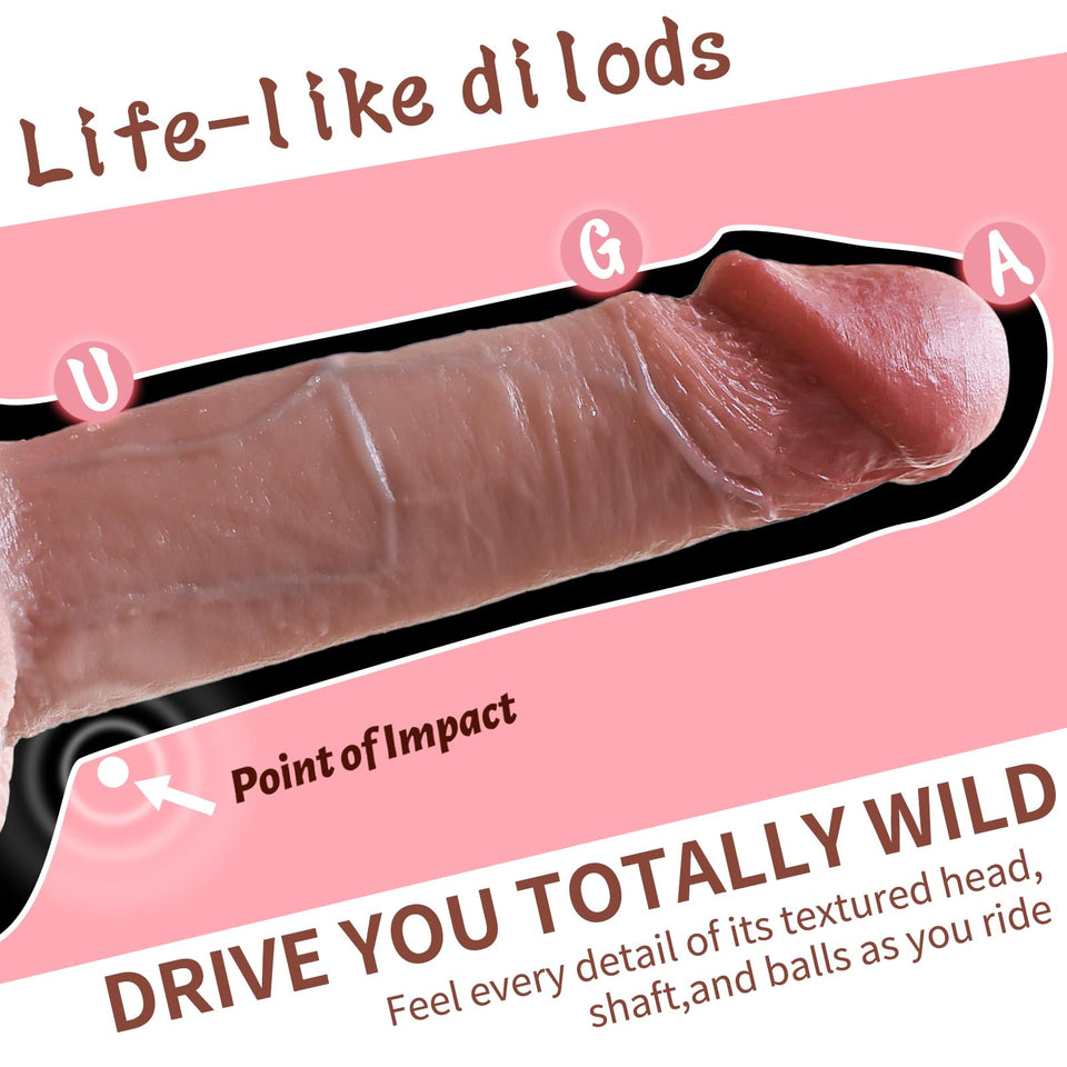 Reproduction Handmade Dildo, Silicone Realistic Dildos Soft Penis for G-Spot Stimulation, Suction Cup Dildo for Hands-Free, Flex