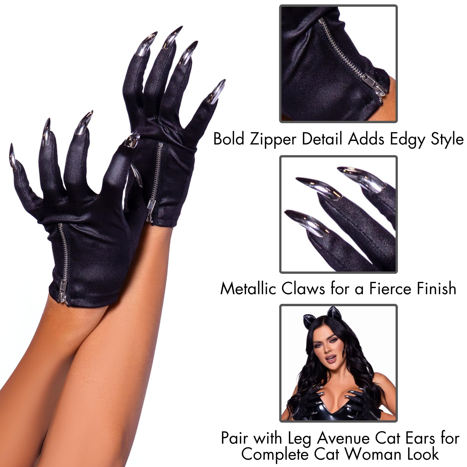Zip-up claw gloves.