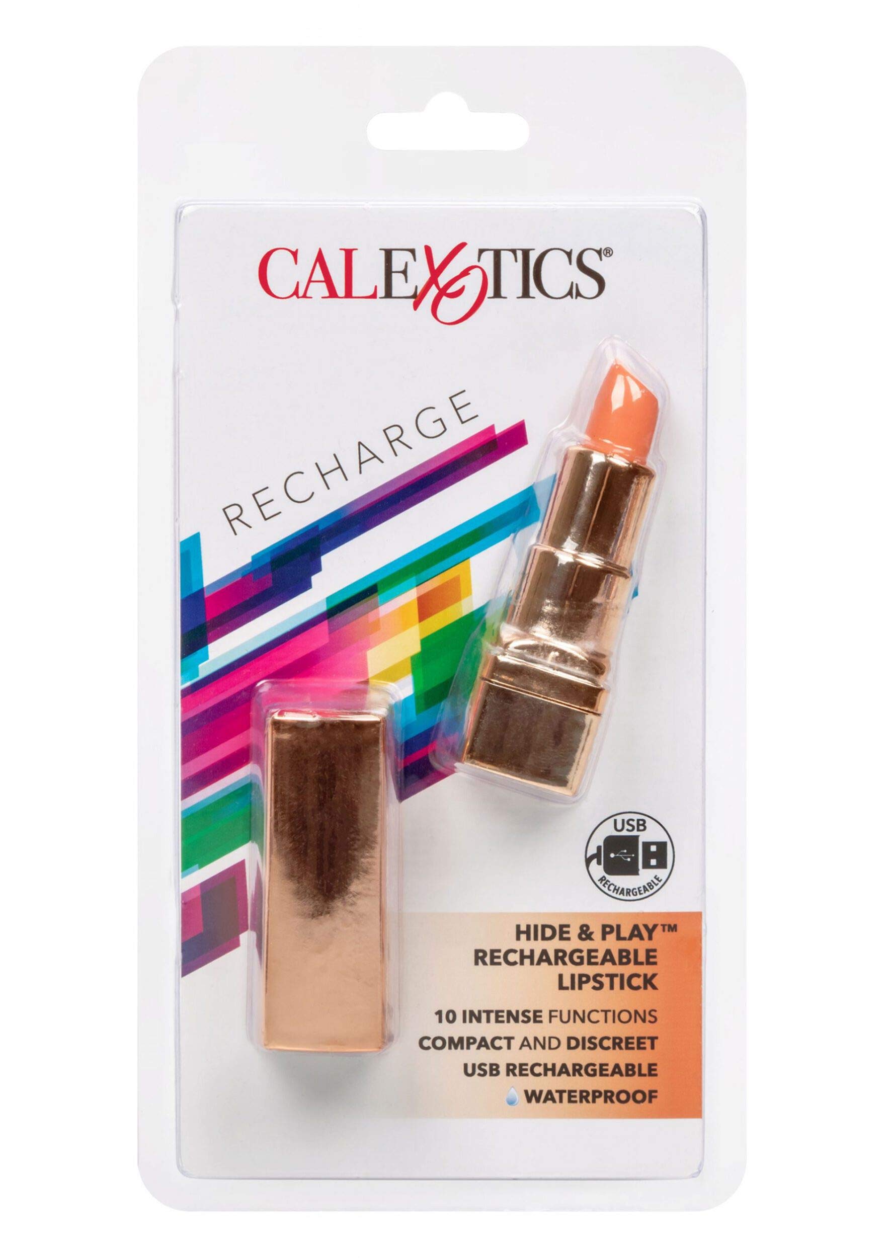 Calexotics Hide & Play Rechargeable Lipstick, Coral, 2 Ounce Bulk, 14019Orange_