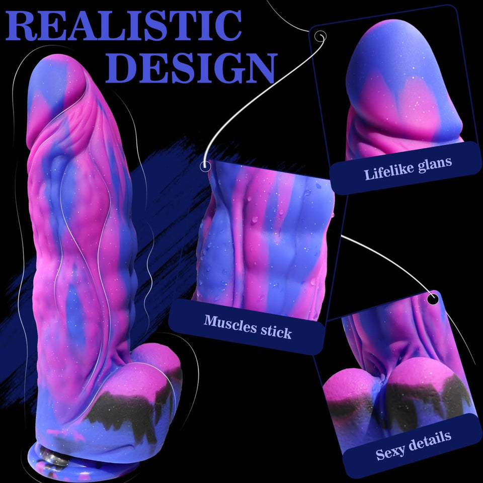 9.5 ' ' Huge Fantasy Realistic Dildo,2.4 ' ' in Diameter Thick G-spot Dildo,Soft Silicone Anal Dildo with Powerful Suction Cup,A