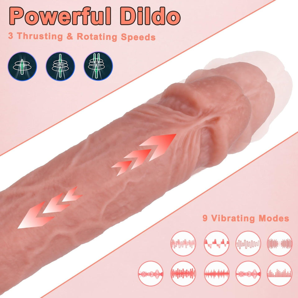 8.9 '' Thrusting Dildo Vibrator-App Remote Control G Spot Dildo with 9 Vibrating & 3 Thrusting Modes Realistic Dildos with Stron