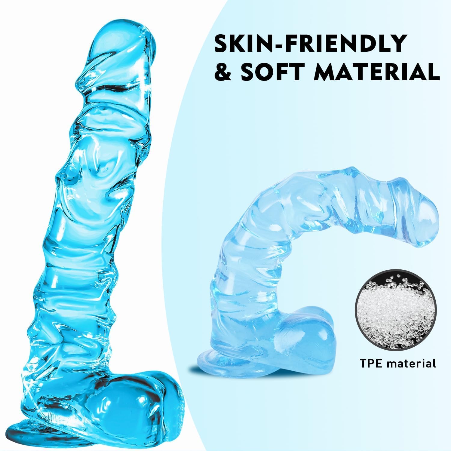 8.46 Inch Realistic Anal Dildo Blue Dildo with Suction Cup for Hands-Free, Realistic Dildos Sex Toy for Men Women Couples and An