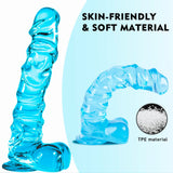 8.46 Inch Realistic Anal Dildo Blue Dildo with Suction Cup for Hands-Free, Realistic Dildos Sex Toy for Men Women Couples and An