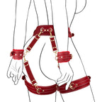 UTIMI Sex Bondage BDSM Kit Restraints 6PCS Sets with Adjustable Handcuffs Ankle Cuff Thigh Cuffs Blindfold Cross Strap Waist Str