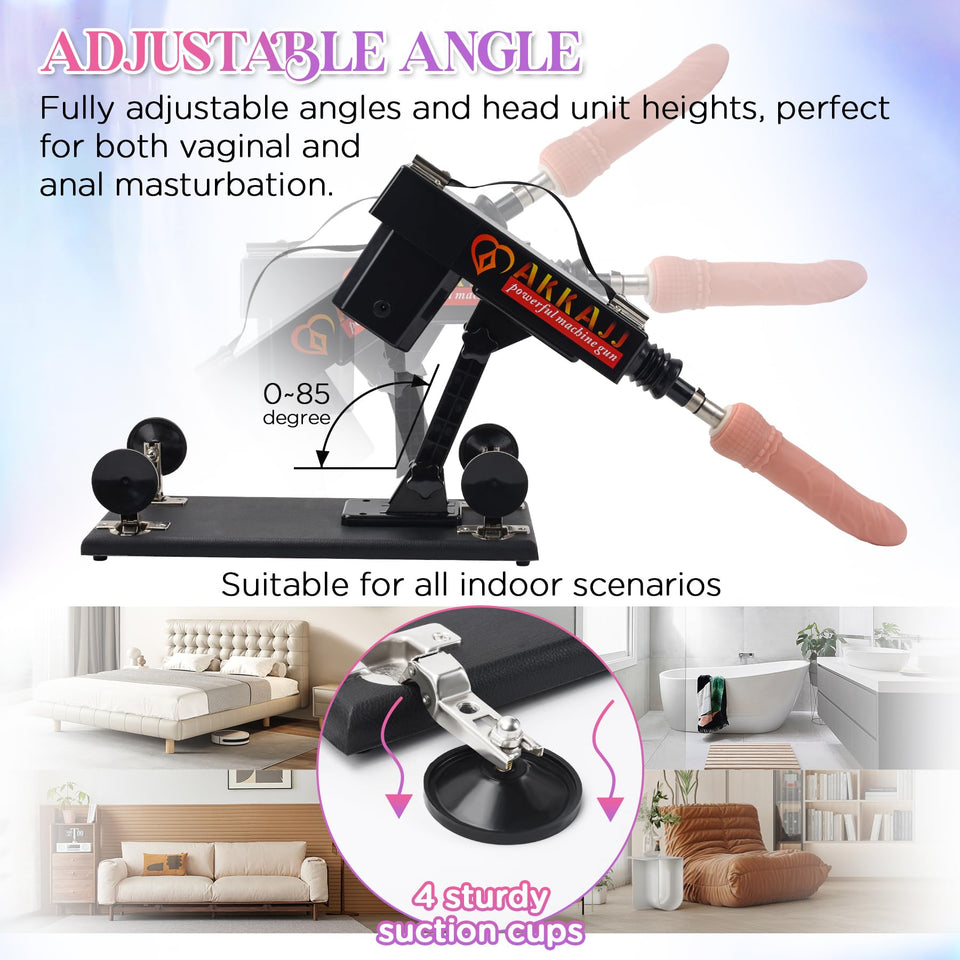 AKKAJJ Sex Machine Thrusting Machine 3 XLR Connector Automatic Telescopic Dildos Adult Sex Toys with Phone Holder Speed Angle Ad