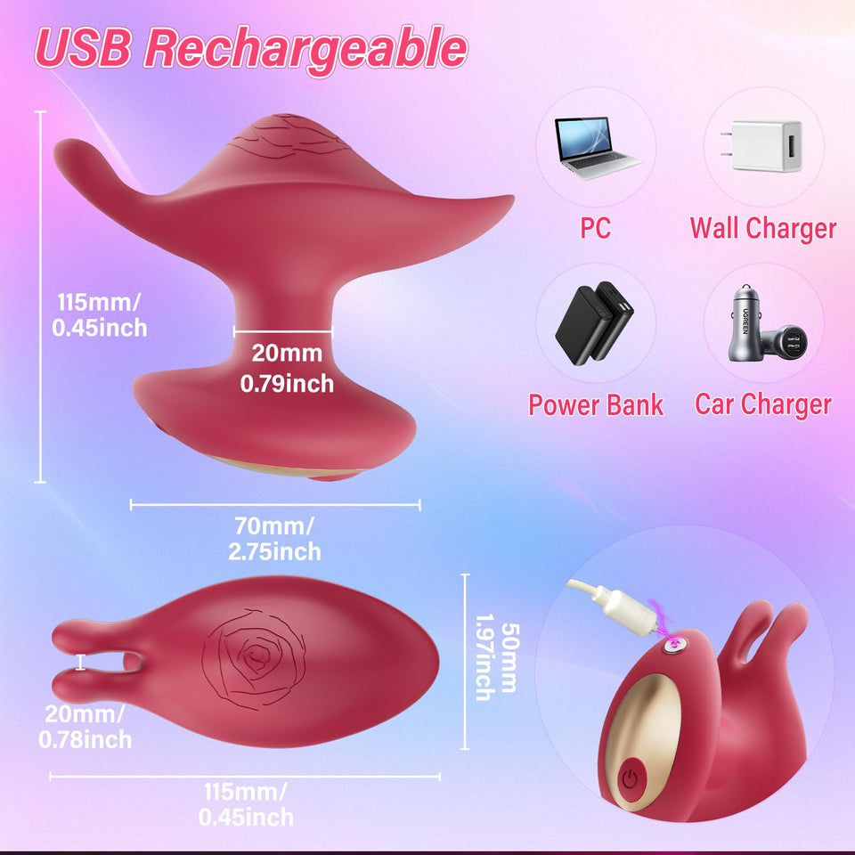 Clitoral Vibrator Rose Sex Toys - Mini Rabbit Vibrator with 10 Vibrating Modes, Adult Toys Nipple Clit Massager Clitoris Vagina