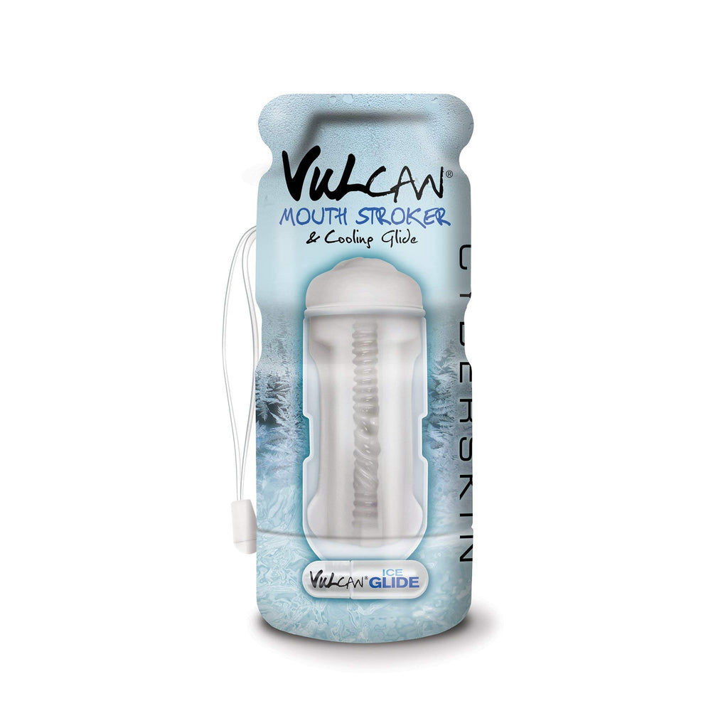 Cyberskin Vulcan Mouth Stroker With Cooling Glide Male Masturbator Cup Sex Toy With Removable Vibration Bullet  Frost  01 Pound