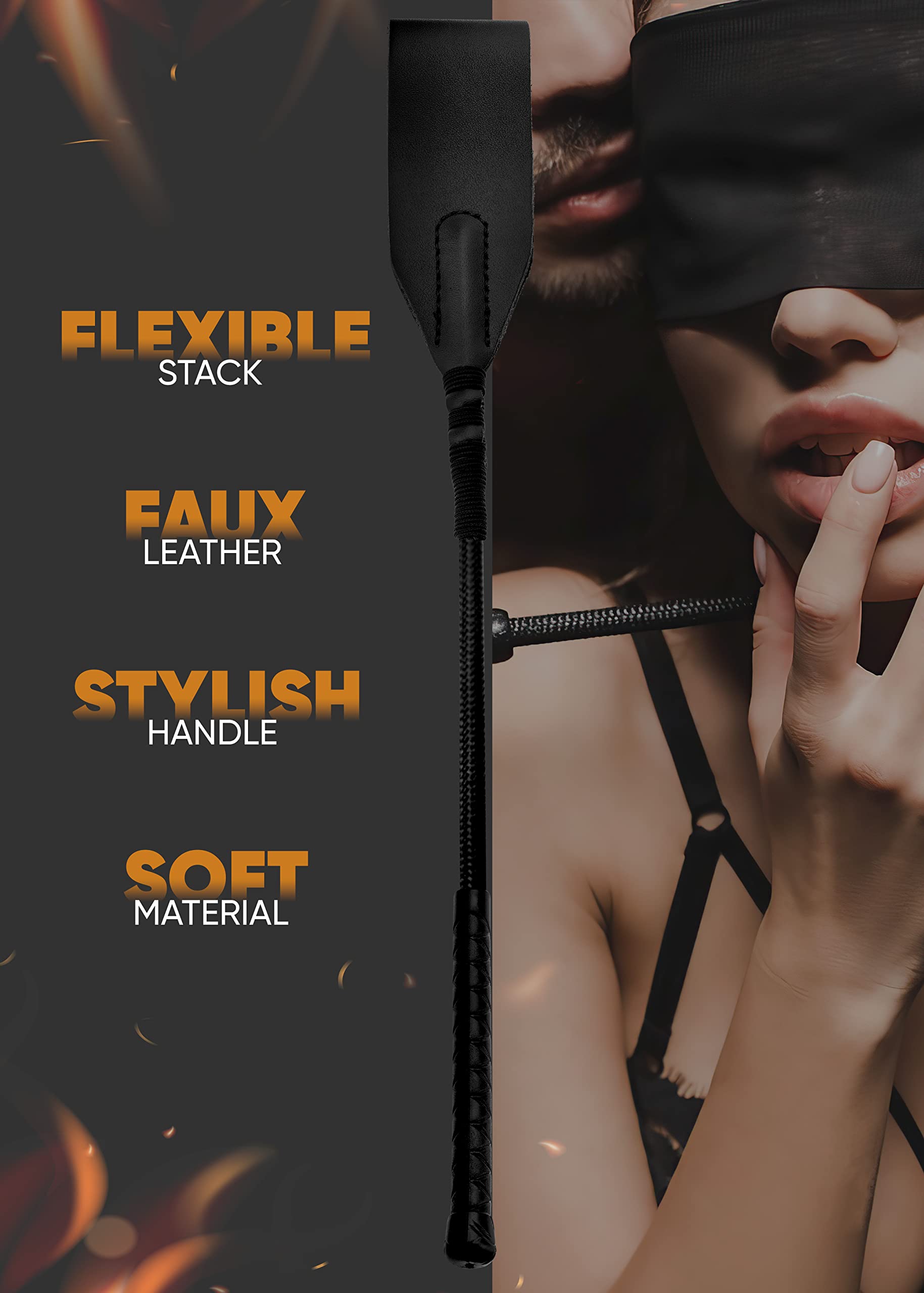 MALINERO Black BDSM Flogger Feather Crop & Spanking Paddle Set Adult Play Collection floggers and Paddles and Whips Sex