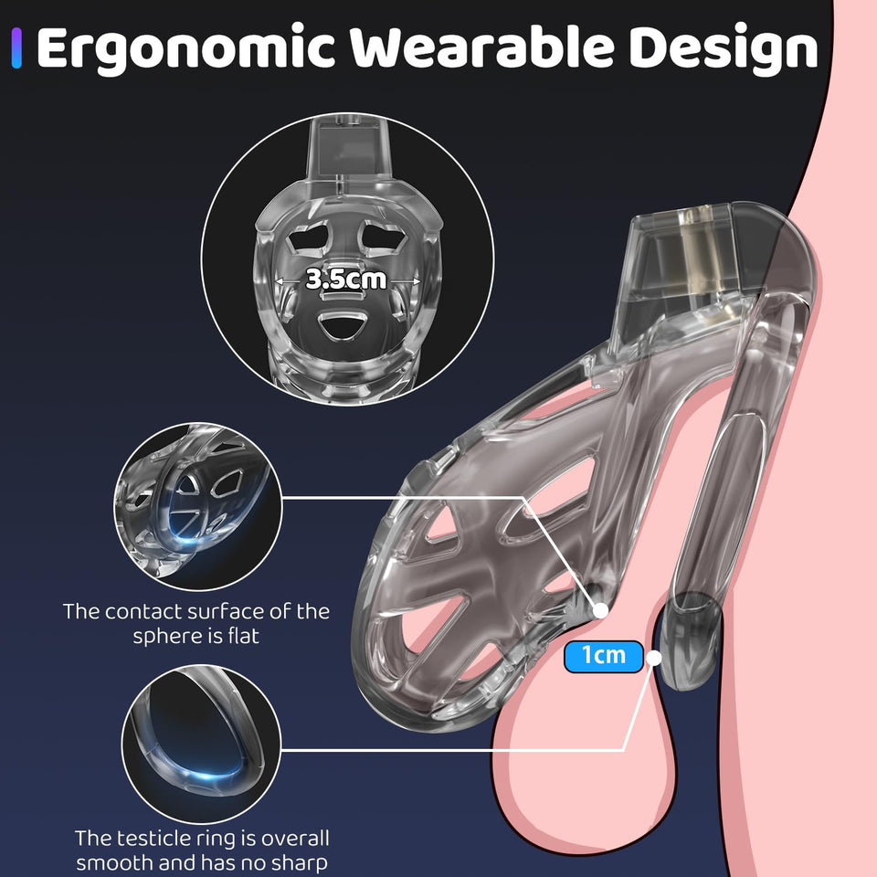 Yivans Male Chastity Device Cock Cage, Lightweight Chastity Cage Body-Safe Penis Cage for Men with 3 Different Sizes Ring & Invi