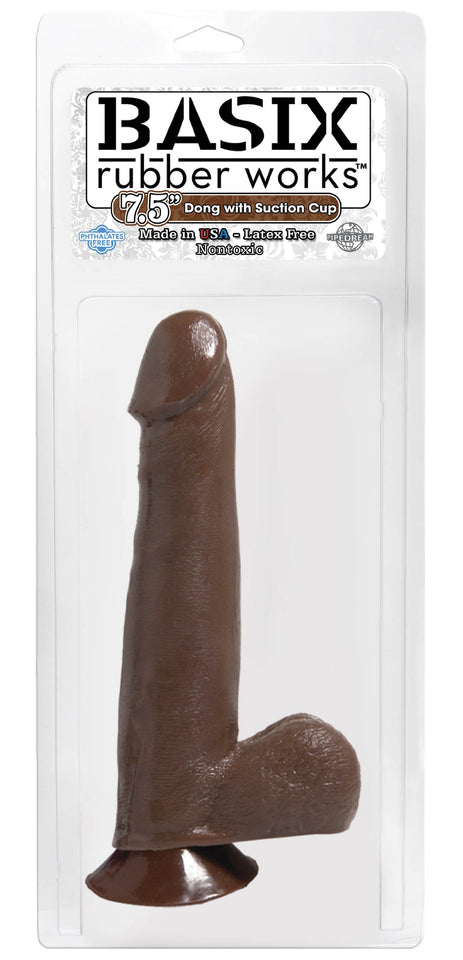 Basix 7.5'' Dong With Suction, Brown
