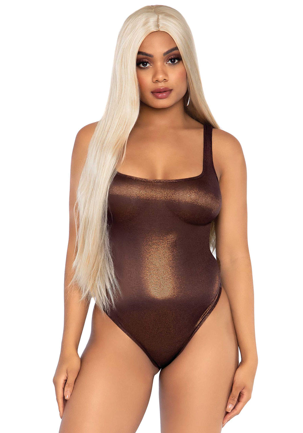 Shimmer Spandex Snap Crotch Th - Sml/Med / Bronze
