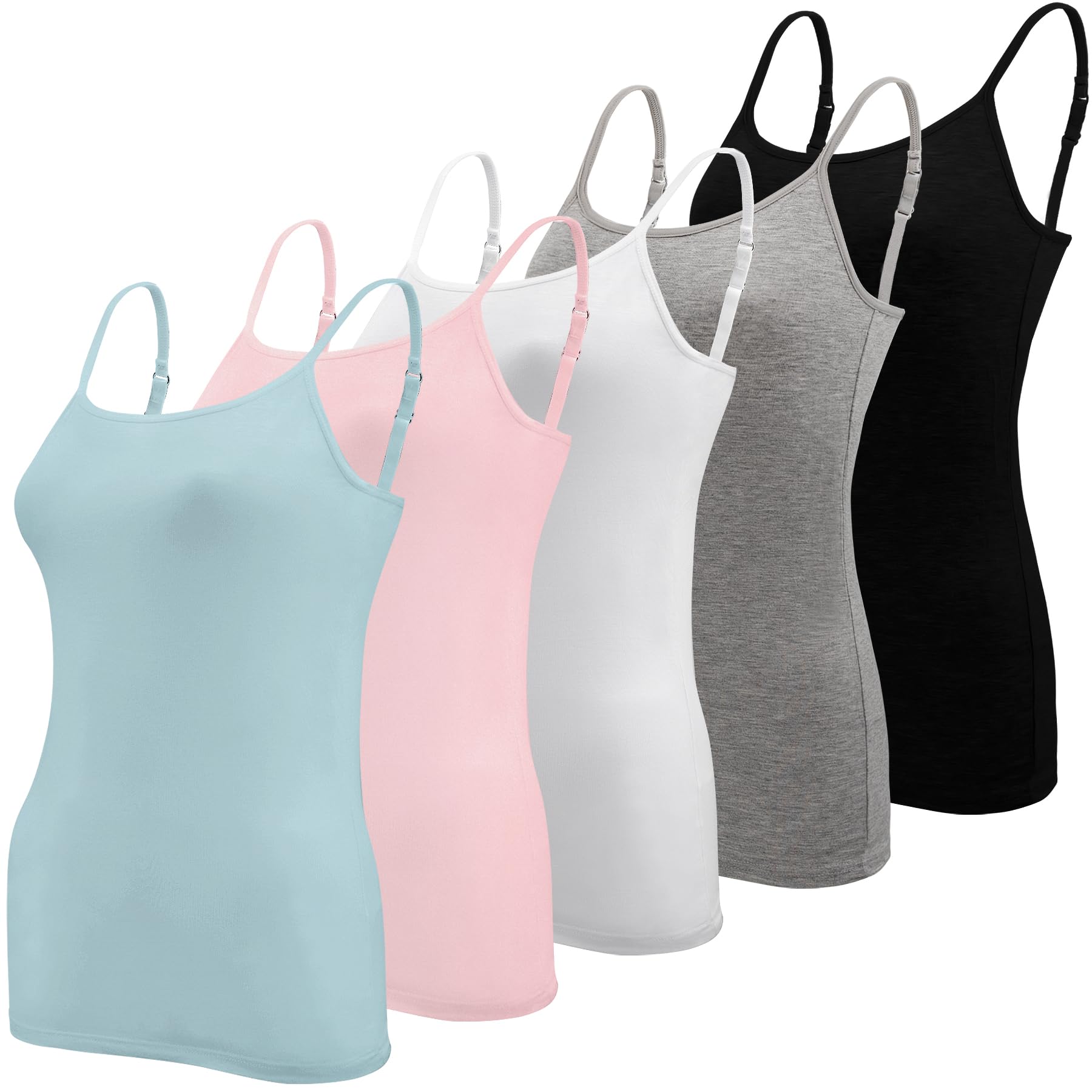 BQTQ 5 Pcs Womens Camisole Tank Tops Undershirt Spaghetti Strap Camisoles Pack, XXL