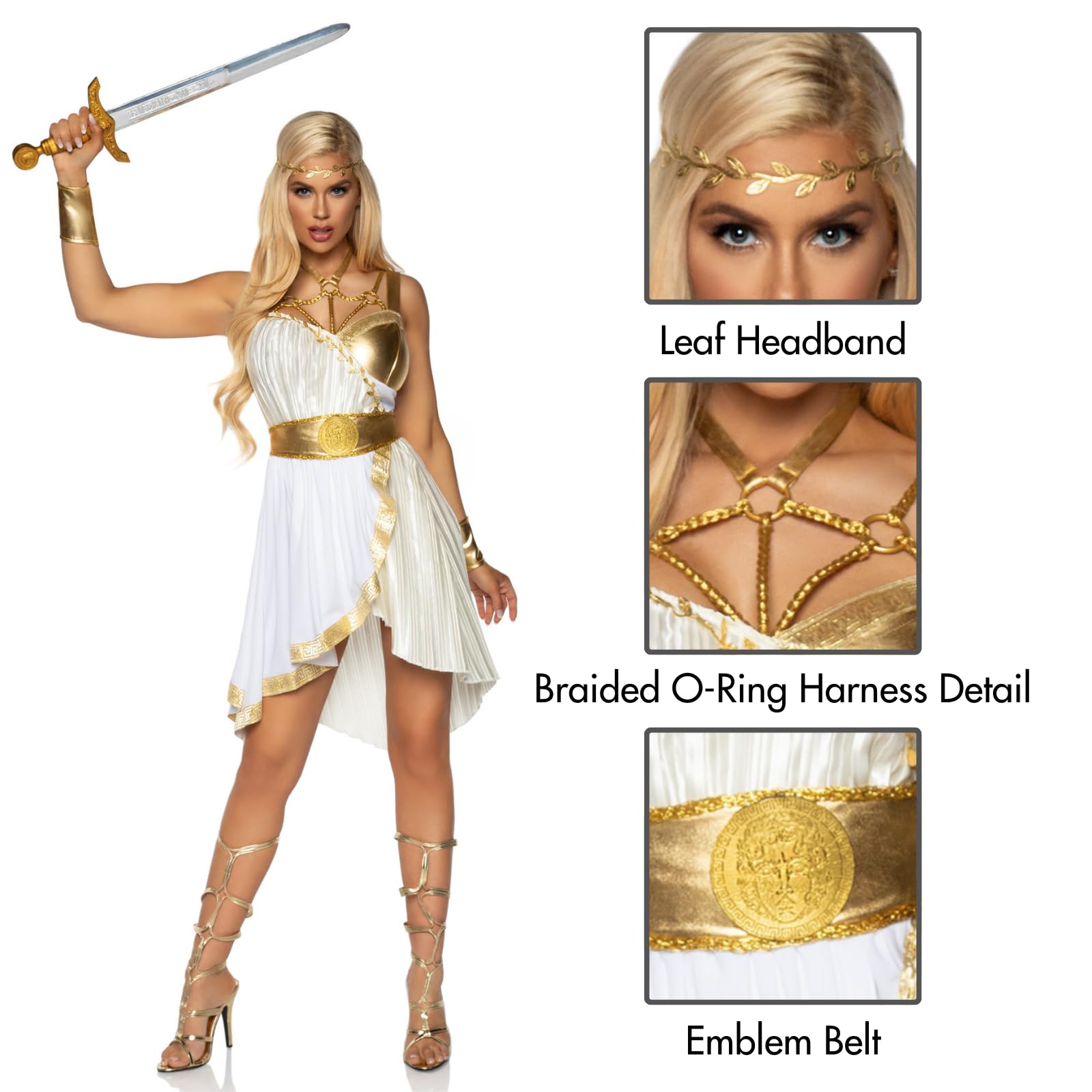 4 Pc Grecian Goddess, Includes - Med/Lge / White