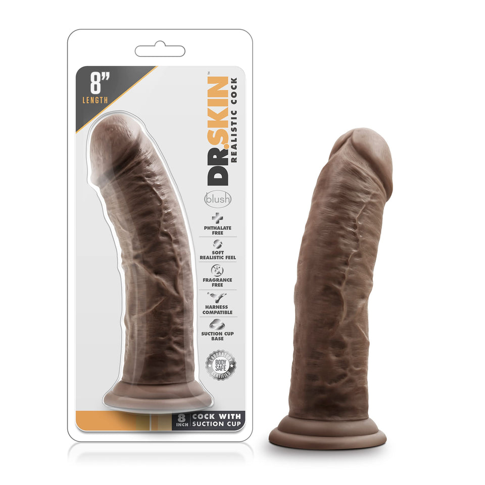 Dr. Skin - 8In Cock W/Suc Cup Chocolate