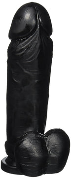 Thick Cock With Balls Suction Cup Dildo, Black, 9 Inch