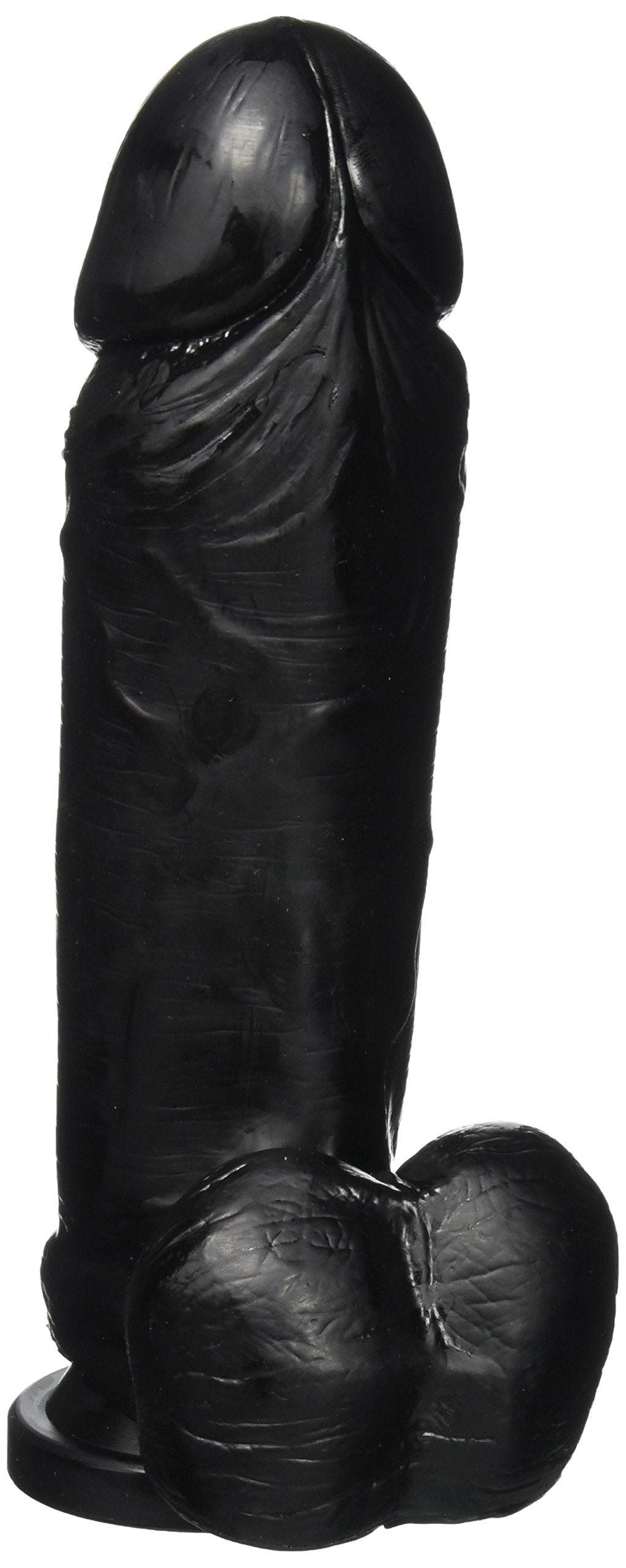 Thick Cock With Balls Suction Cup Dildo, Black, 9 Inch