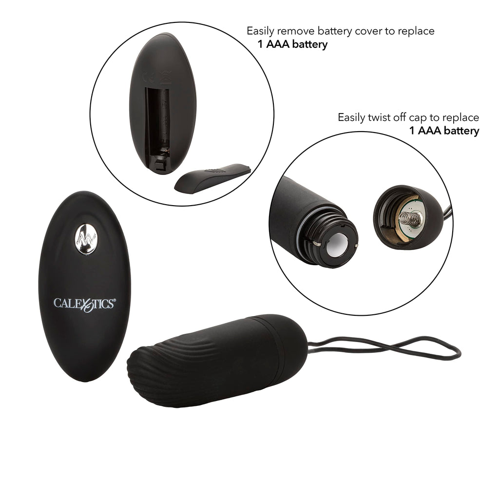 CalExotics Silicone Remote Ridged G Vibrator - Waterproof Sex Toys for Couples - 12 Vibe Function - Adult Vibe Egg Massager - Bl
