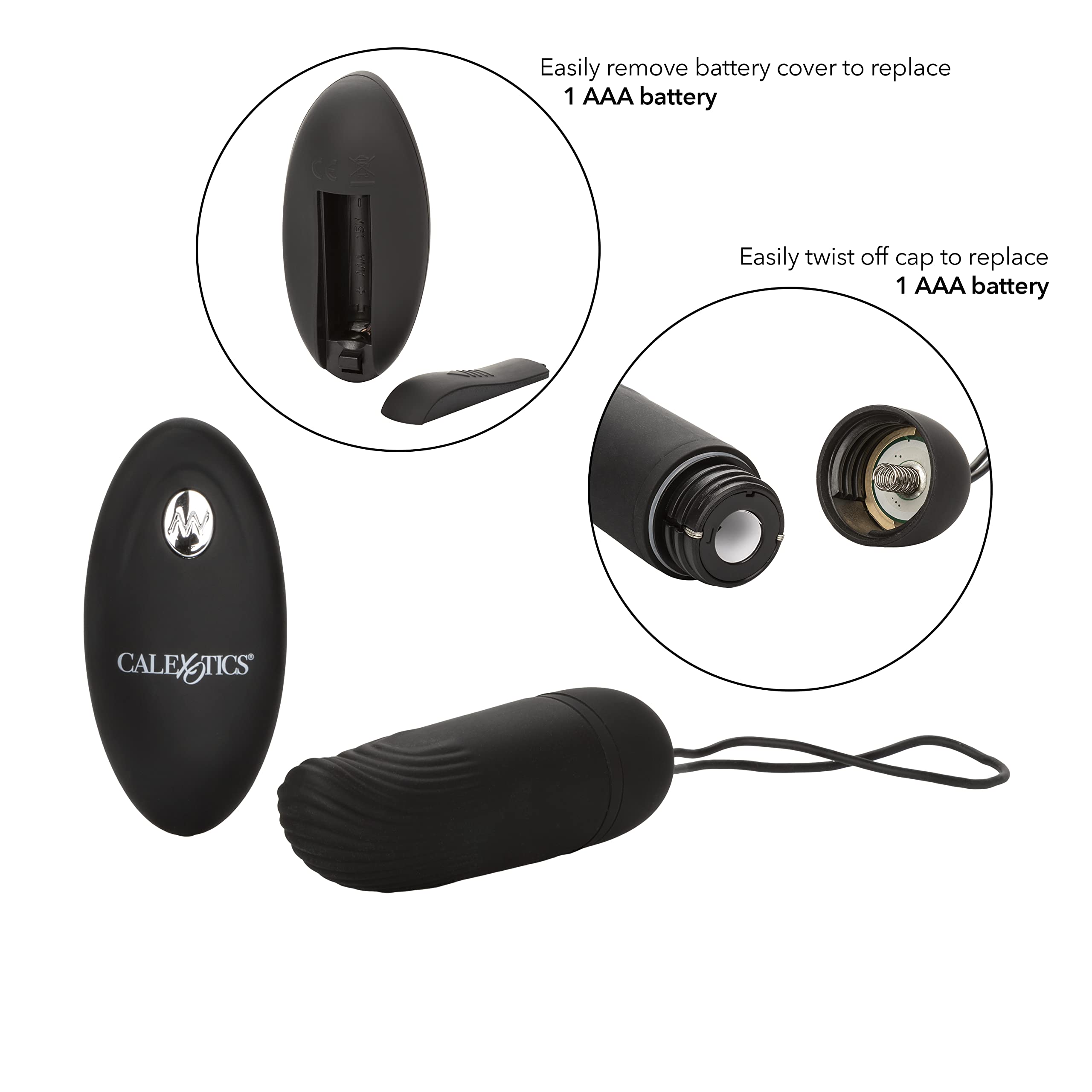 CalExotics Silicone Remote Ridged G Vibrator - Waterproof Sex Toys for Couples - 12 Vibe Function - Adult Vibe Egg Massager - Bl
