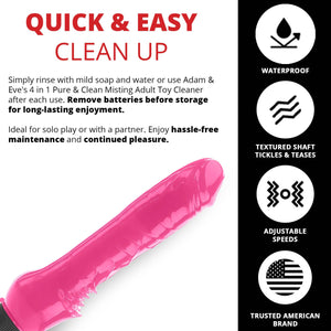 Adam and Eve Slim Pink Pleaser Vibrator Dildo, Realistic Battery Operated Thrusting Stimulator, Insertable Female Sex Toy, Water