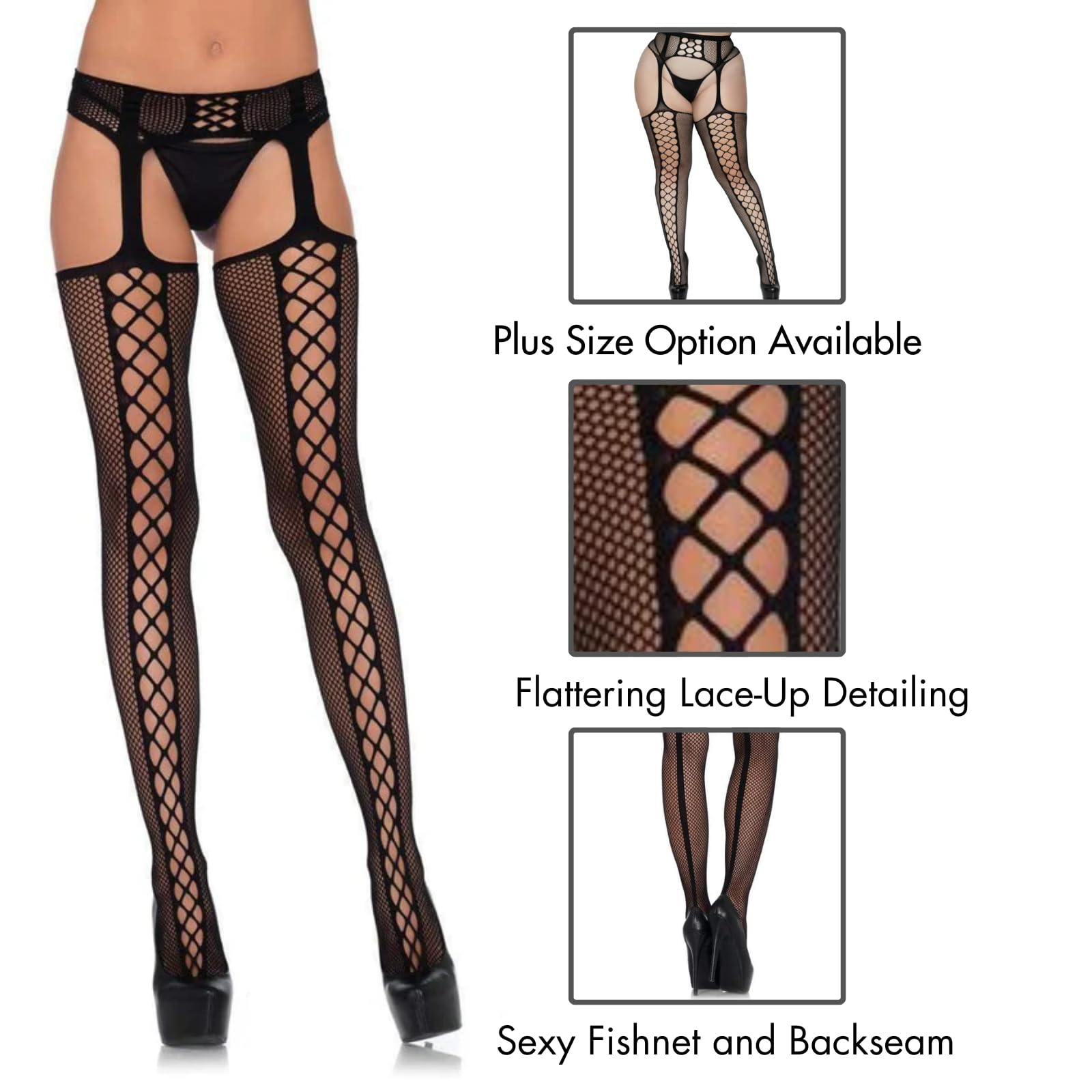 Faux Lace Up Dual Net Backseam