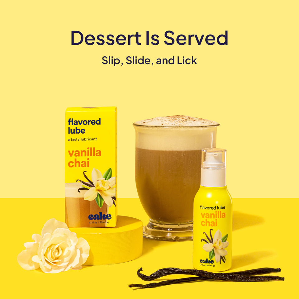 Hello Cake Vanilla Chai Flavored Personal Lubricant - Water-Based Lube - No Aftertaste, Easy Clean-Up - Vegan, Sugar-Free, Glute