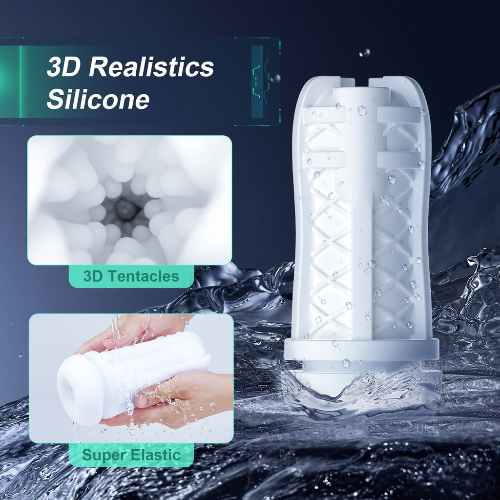 Male Masturbator Sex Toys for Men - Male Sex Toy Penis Pump with 3 Suctions & 4 Vibrations, Mens Sex Toy with 3D Sleeve, Hands F