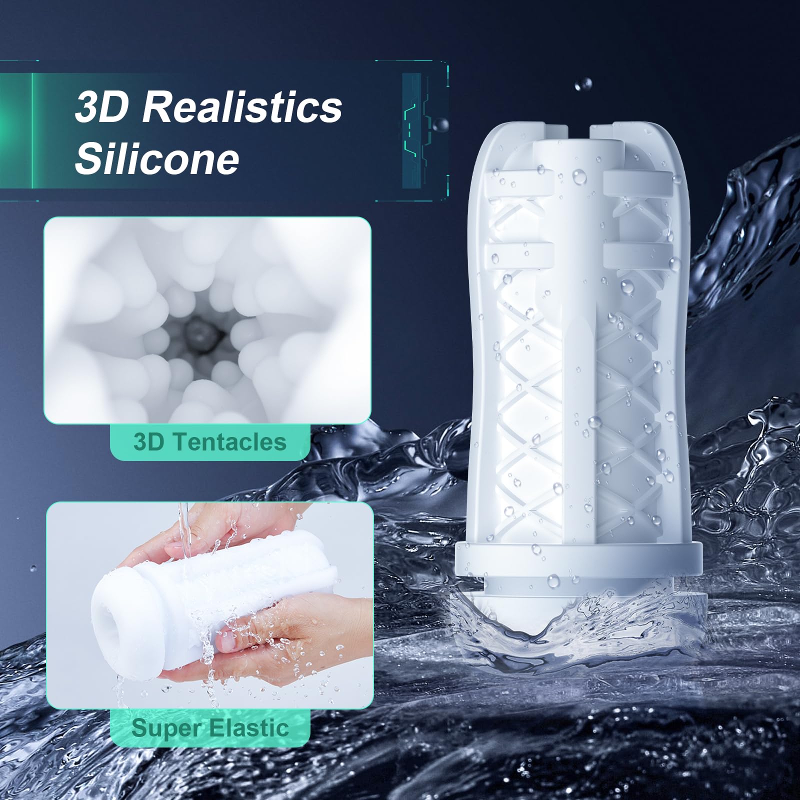 Male Masturbator Sex Toys for Men - Male Sex Toy Penis Pump with 3 Suctions & 4 Vibrations, Mens Sex Toy with 3D Sleeve, Hands F