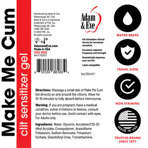 Adam & Eve Make Me Cum Water Based Clitoral Sensitizer Clear Gel - Personal Sexual Lubricant for Women - Increases Sensitivity for Stronger Orgasm - Lube for Sex and Masturbation - Clear 1 oz.