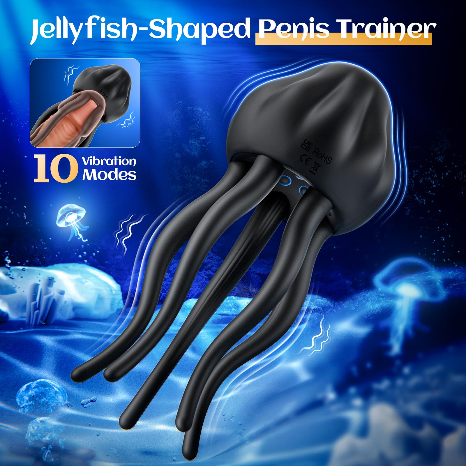 Male Sex Toys Penis Vibrator for Men - EINSEO Male Masturbator Stroker with 10 Vibrating Modes Wrapping Tentacle Male Vibrator f