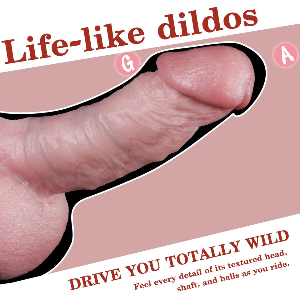 6.88 inch Reproduction Real Handmade Dildo,Realistic Dildo with Strong Suction Cup, Lifelike Soft Liquid Silicone Penis,Huge Thi