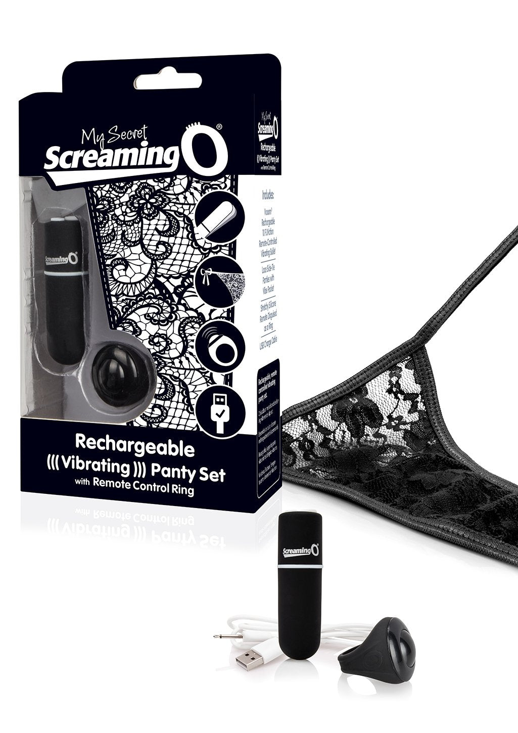 Screaming O My Secret Charged Remote Control Panty Vibe | Female Vibrator (Black)