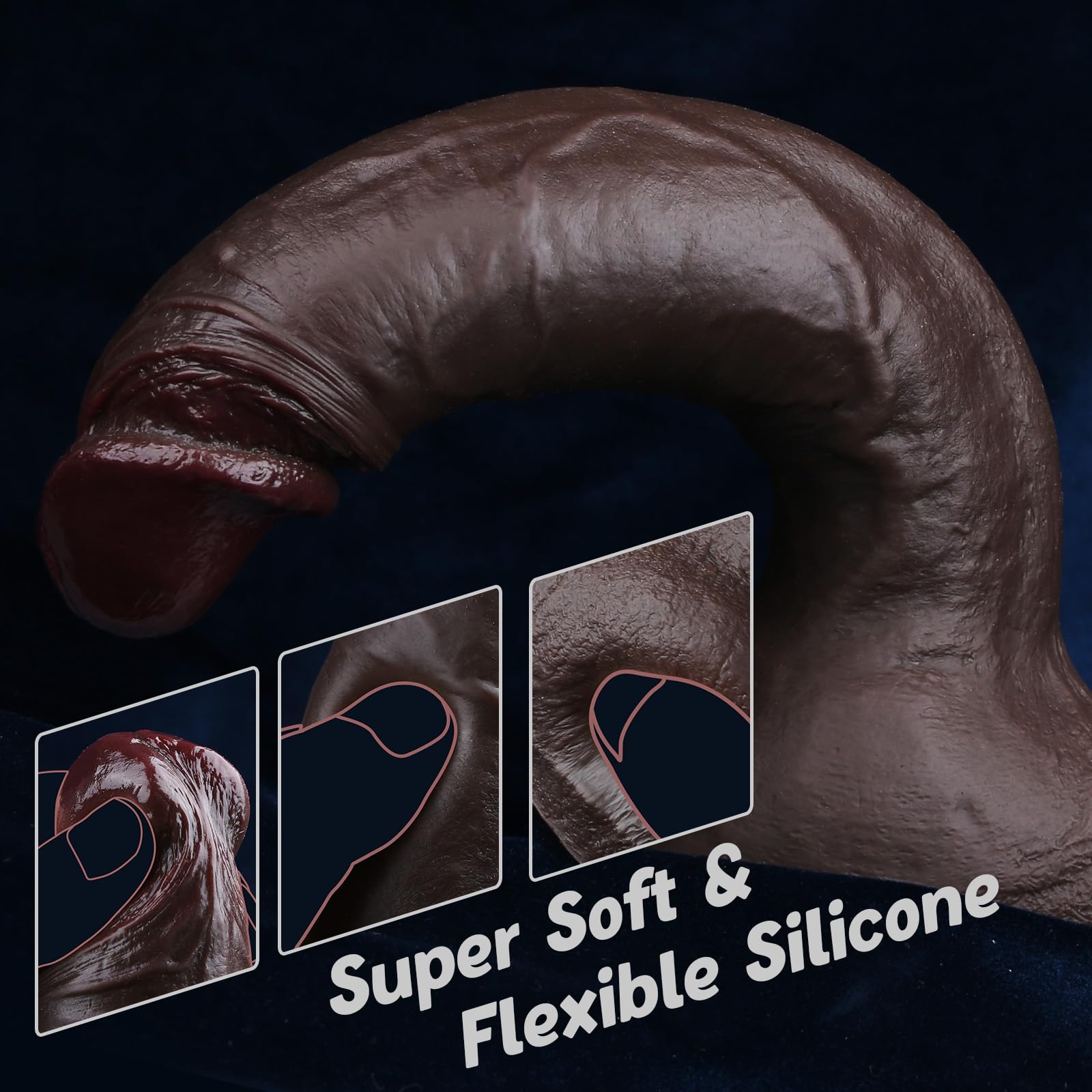 Sexgene 10.43 Inch Realistic Big Black Dildo Sex Toys, Feels Real Skin Huge Thick Dildo with Strong Suction Cup for Hands-Free,