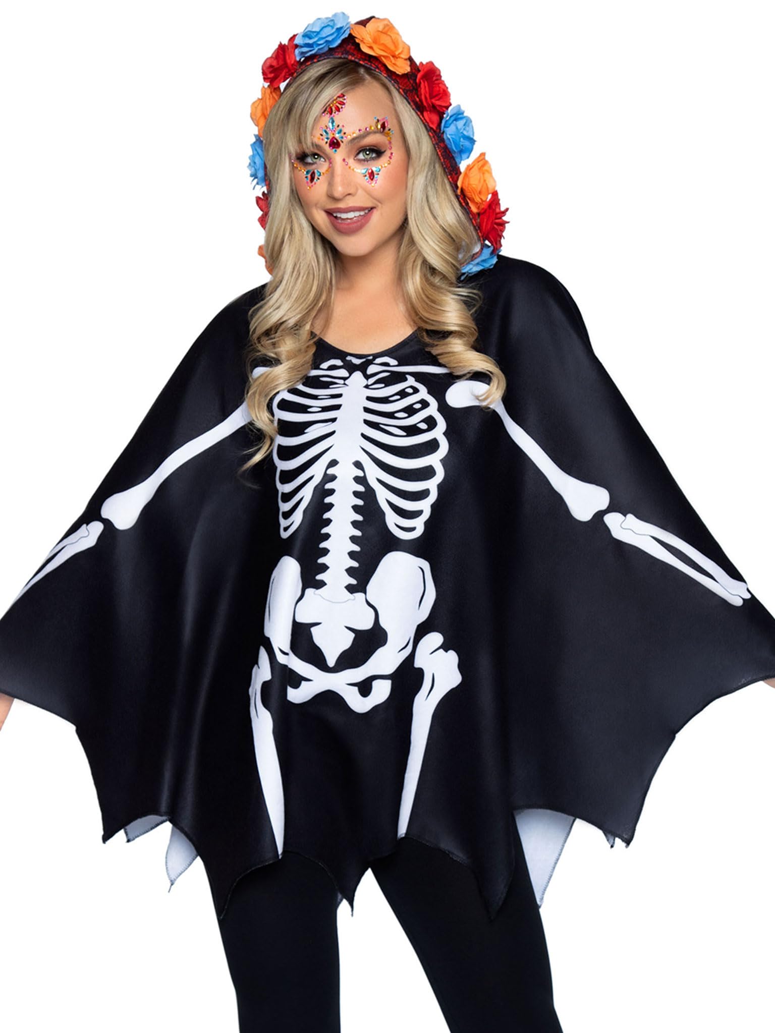 Day Of The Dead Poncho, Featur - O/S / Multicolor
