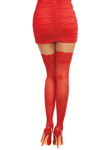 Dg Thigh Highs W/ Silicone Top Red Os