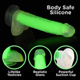 Lollicock 7'' Glow-in-The-Dark Silicone Dildo w/Balls for Men, Women, & Couples. Glow in The Dark Dildo with Balls Made with Pre