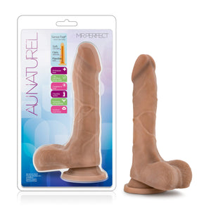 Blush Au Naturel Mister Perfect 8.5 Realistic Dildo w/Balls - Dual Density Lifelike Cock - Suction Cup, Strap-On Compatible - Fl