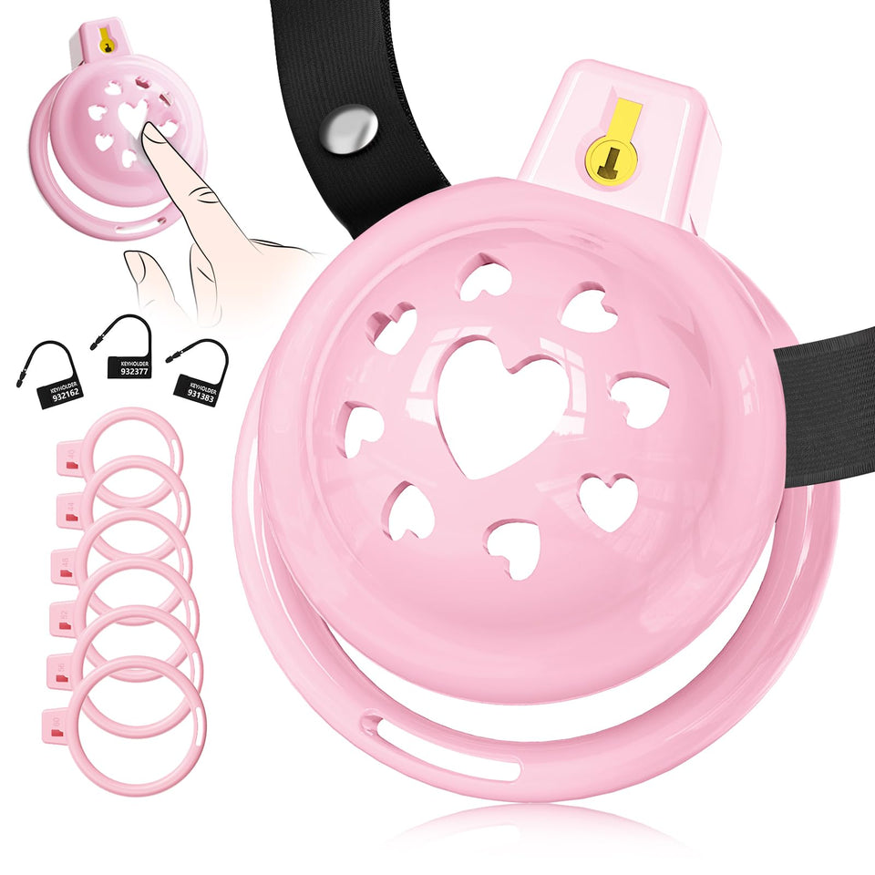 Sex Toy Male Chastity Cage Devices, Soft Silicone Lightweight Flat Chastity Cage with Chastity Belt & 6 Cock Rings, Penis Bondag