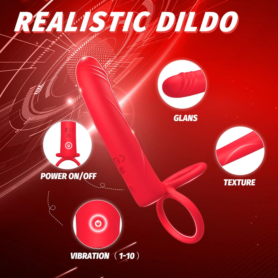 Anal Toys Vibrating Cock Ring Sex Toys for Men,Anal Dildo Male Vibrator with 10 Vibration Modes,Strap-On Dildo Butt Plug with Pe