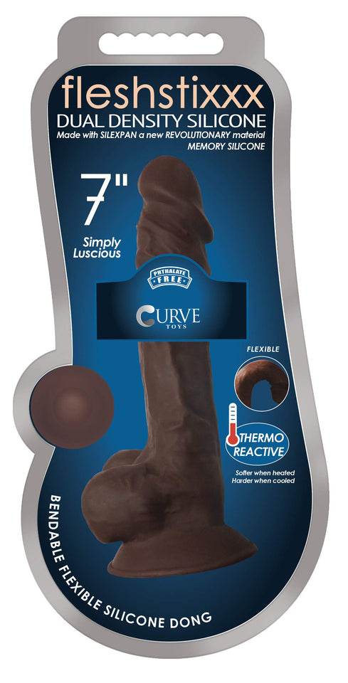 Fleshstixxx 7In Sili Dildo W/Balls Choc
