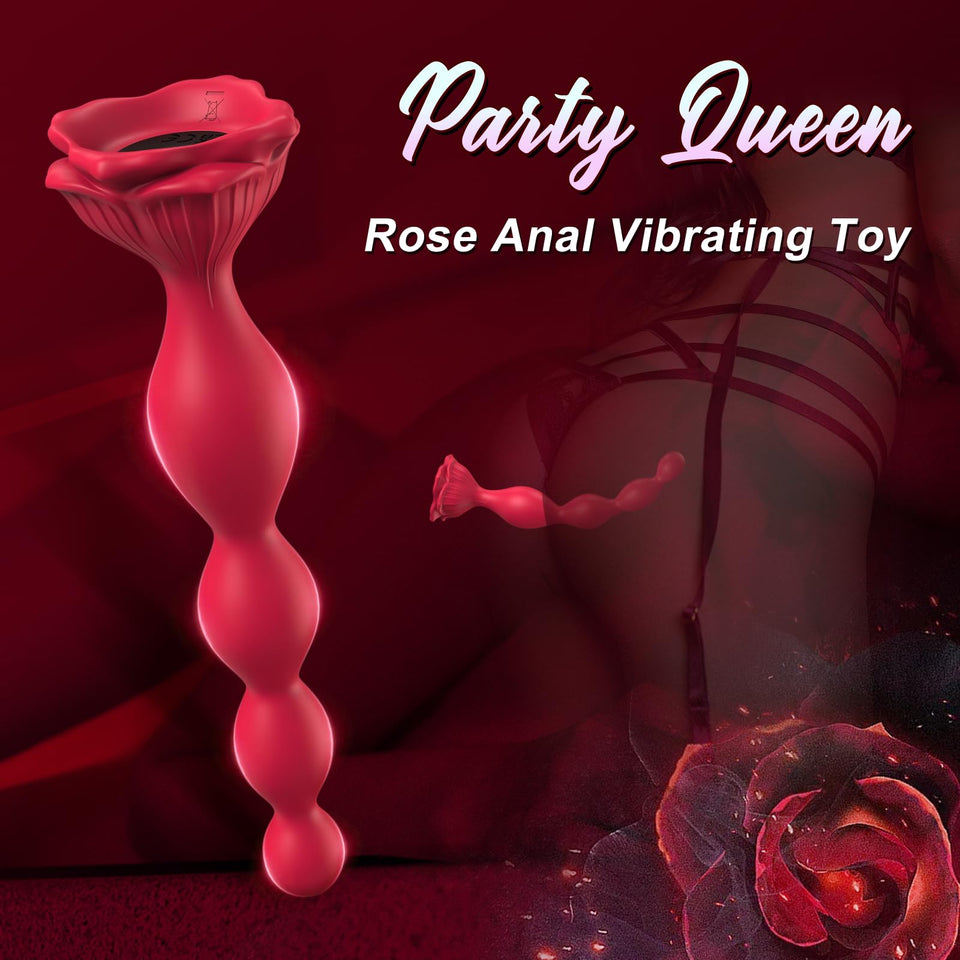 Rose Sex Toy Anal Beads,Vibrating Butt Plug with 9 Modes,Prostate Massager for Women & Men,Waterproof Silicone Rose Toy Sex Stim