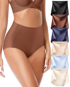 QOVOQ High Waisted Womens Underwear Panties Seamless No Show Ladies Panty Full Coverage Tagless Briefs Pack L