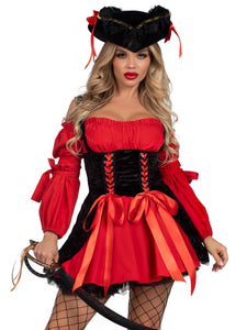 Leg Avenue Women'S Vixen Pirate Wench Costume, Red/Black, X-Large