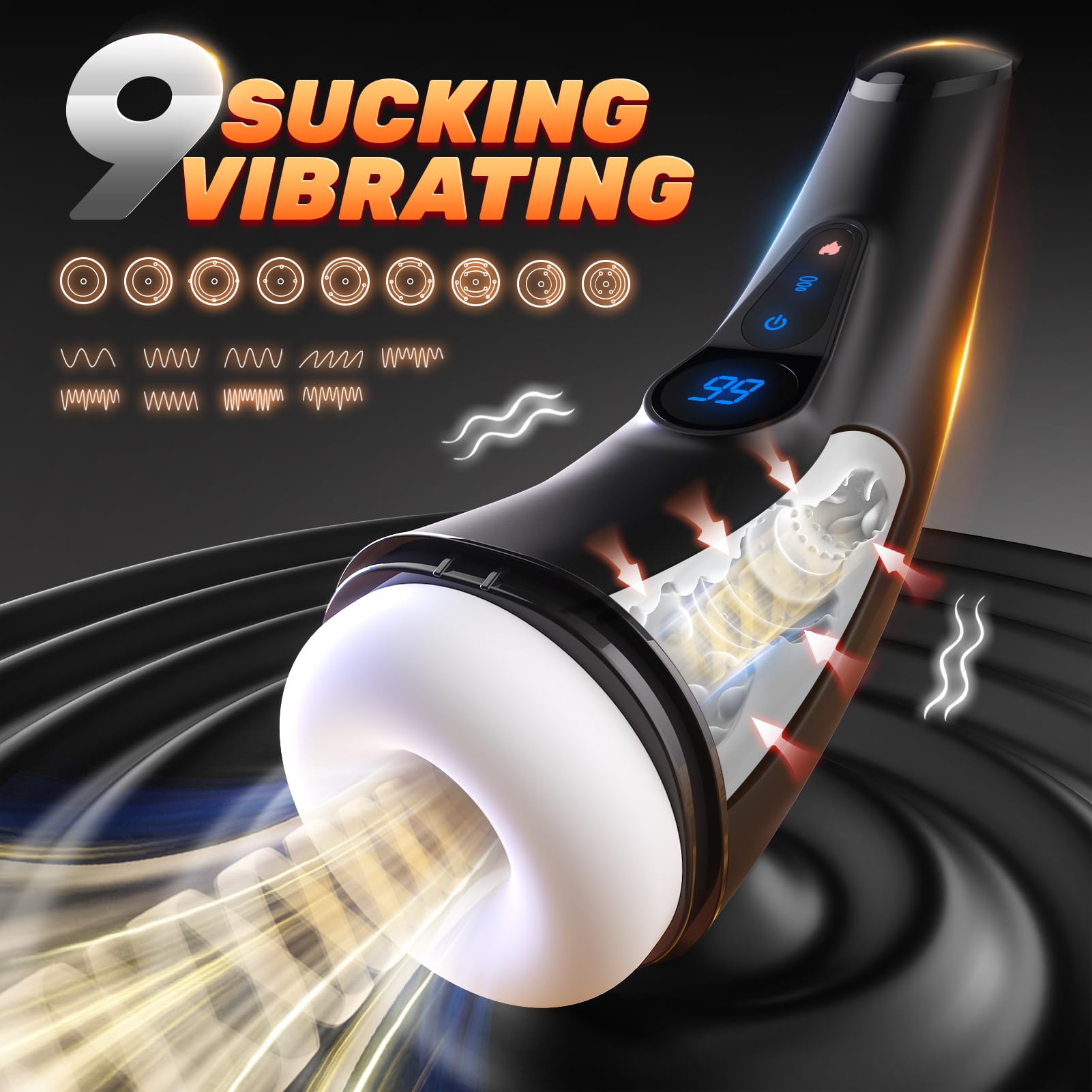 Adult Sex Toys Male Masturbator - APP Control Sex Toys for Men Penis Pump with 9 Sucking & 9 Vibrating, 3D Textured Sleeve Heati