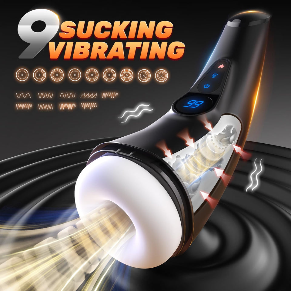 Adult Sex Toys Male Masturbator - APP Control Sex Toys for Men Penis Pump with 9 Sucking & 9 Vibrating, 3D Textured Sleeve Heati