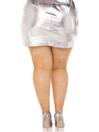 Fishnet crystalized tights with multi sized iridescent rhinestones.