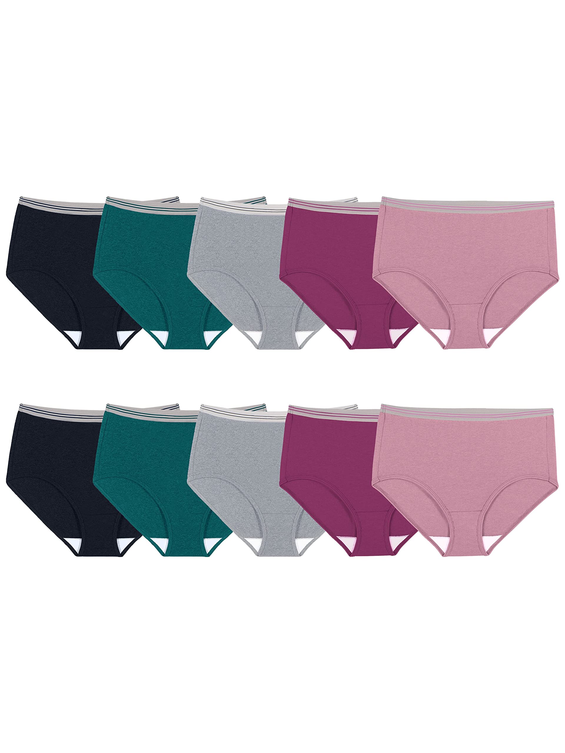 Fruit of the Loom Womens Eversoft Cotton Underwear Multipacks, Tag Free & Breathable, Available in Plus Size, Brief-Assorted Co
