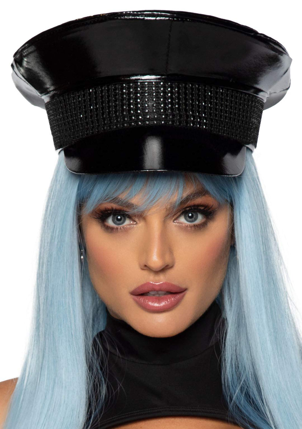 Rhinestone Trimmed Military Ha - O/S / Black