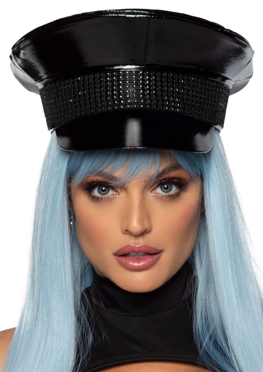 Rhinestone Trimmed Military Ha - O/S / Black