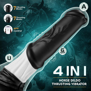 Thrusting Horse G-spot Dildo Vibrator - FYSHAVO 11.8'' 4IN1 Monster Big Dildo with Thrust & Vibrations, Fantasy Long Dildo App &