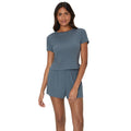 Hanes Womens Originals 2-Piece Lounge, Supersoft Cropped Baby Doll Tee & Sleep Shorts Loungewear Set, Stargazer Grey/Stargazer 